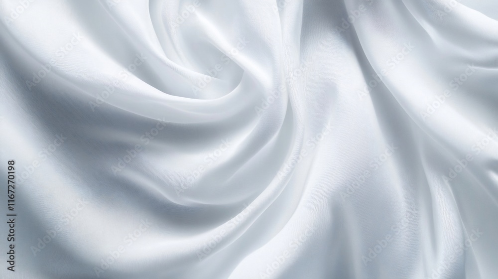 Fototapeta premium Flowing white silk fabric with soft folds and shadows.
