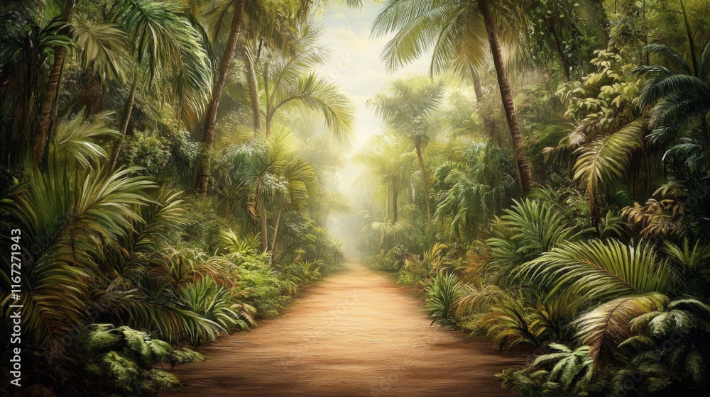 Warm Toned Forest Pathway with Studio Lighting Warm Toned Forest Pathway with Studio Lighting