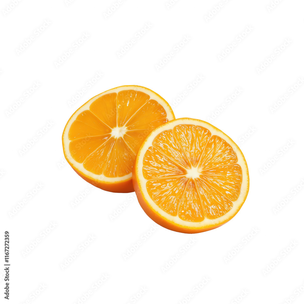 Fototapeta premium Freshly Cut Orange Halves on White Surface