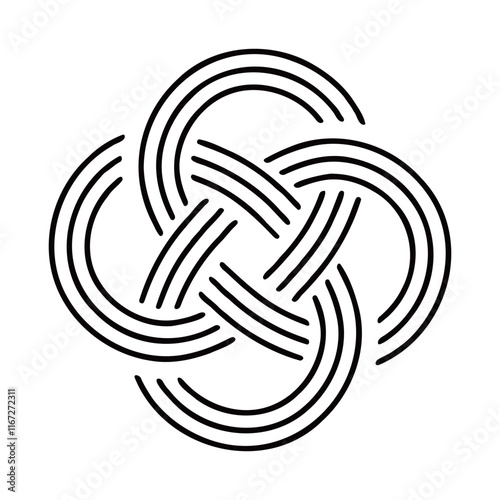 Mizuhiki Knot "Canola flower". Japanese Traditional Knot Design Isolated On Transparent Background. Vector Editable.