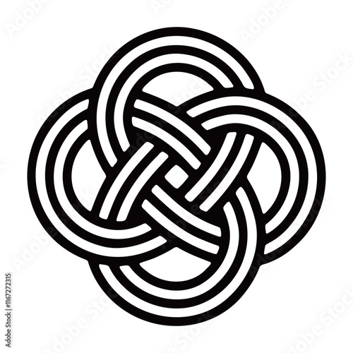 Mizuhiki Knot "Canola flower". Japanese Traditional Knot Design Isolated On Transparent Background. Vector Editable.