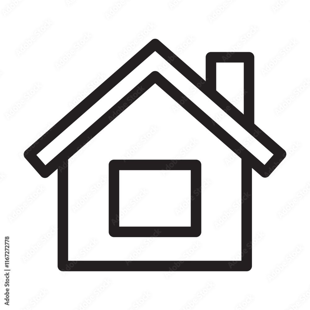 House icon with a simple design, symbolizing home, living, and real estate. House icon with a simple design, symbolizing home, living, and real estate.