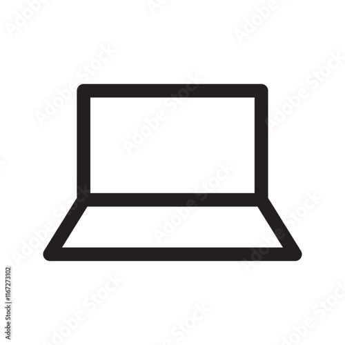 Laptop icon with a modern design, symbolizing portability, work, and digital communication.
