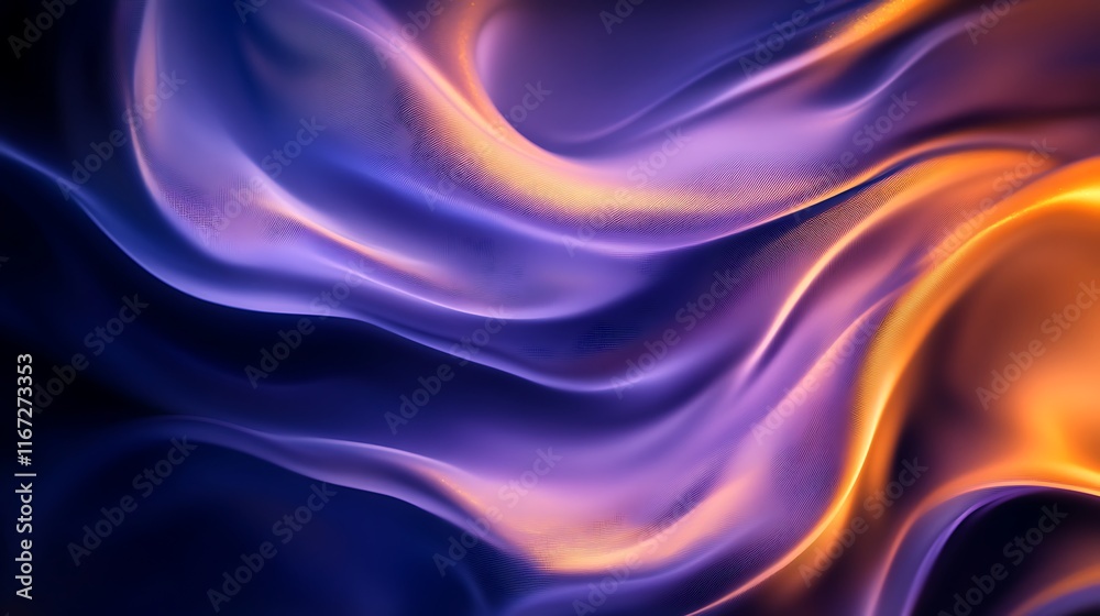 Fototapeta premium Abstract swirling purple, blue, and orange fluid background.