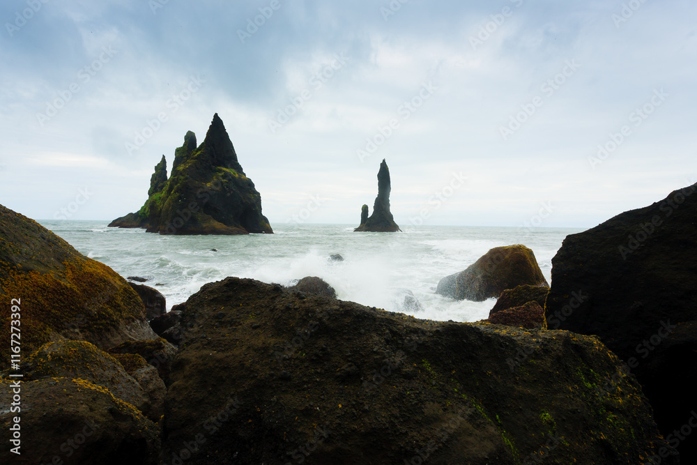 Reynisfjara lava beach view, south Iceland landscape