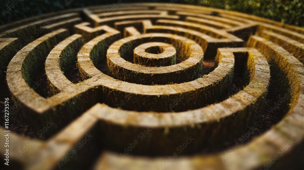 Circular stone maze with depth of field. Circular stone maze with depth of field.