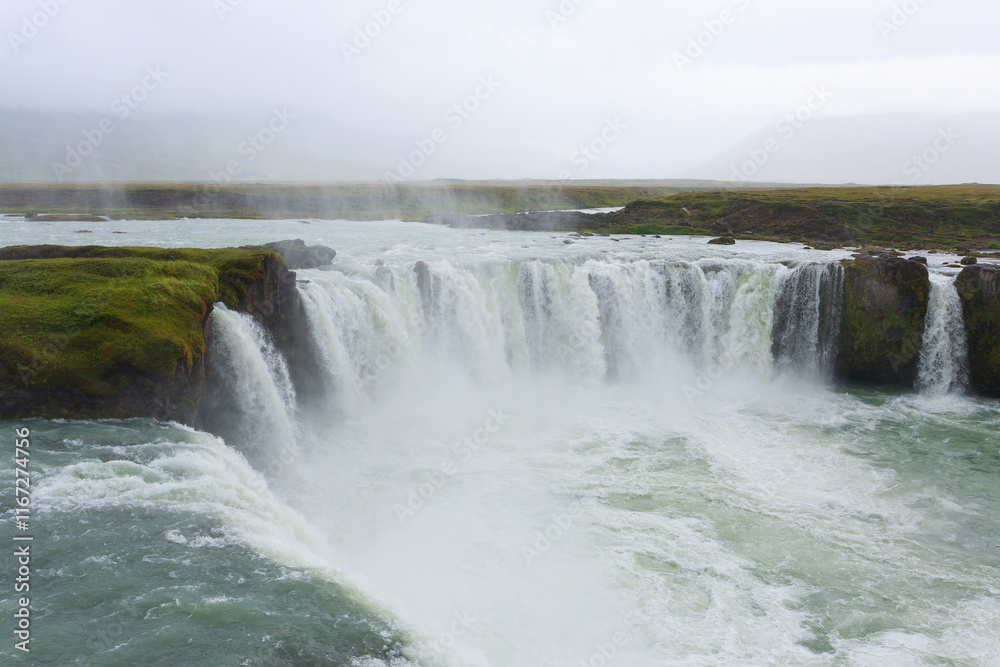 Godafoss falls in summer season view, Iceland Godafoss falls in summer season view, Iceland