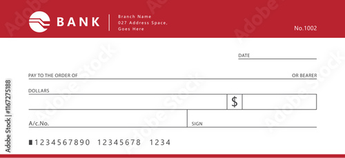 modern bank cheque checkbook. money draft voucher	 photo