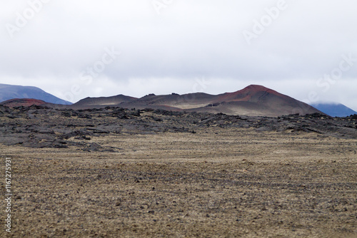 Desolate landscape from Askja caldera area, Iceland photo