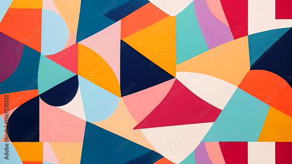 Colorful mural featuring abstract shapes Colorful mural featuring abstract shapes