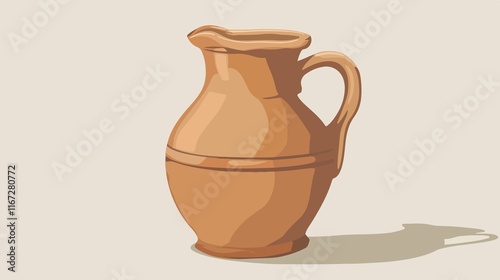 Clay Pitcher Jug Vector Isolated Illustration