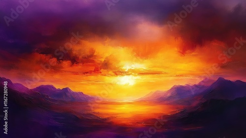 A breathtaking horizon with warm orange and purple hues