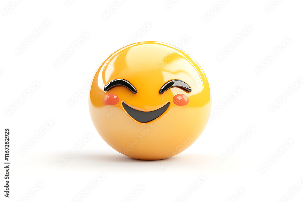 Fototapeta premium A cheerful, glossy yellow smiley face with a playful expression.