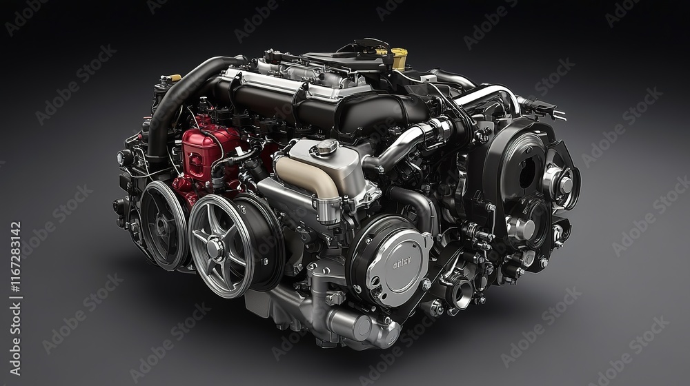 A turbocharged engine with high-performance mechanics and advanced engineering. A turbocharged engine with high-performance mechanics and advanced engineering.
