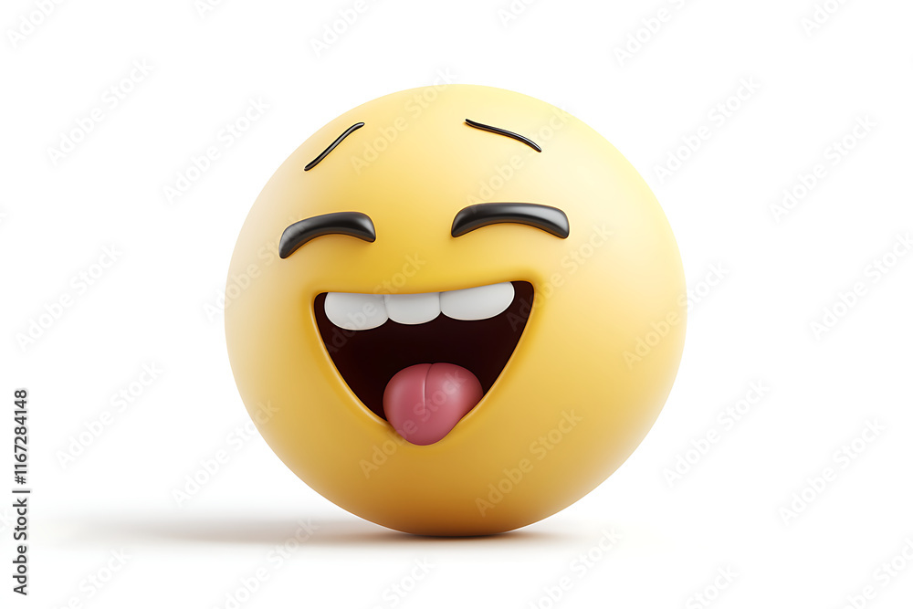 Fototapeta premium A cheerful emoji with a big smile and a playful expression, conveying happiness and fun.