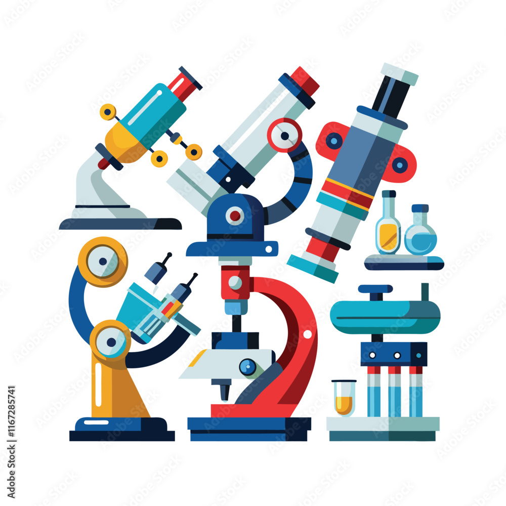 Collection of Microbiology's flat design Collection of Microbiology's flat design