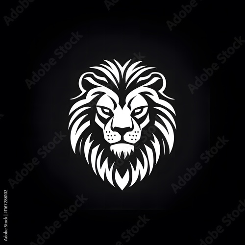 Wallpaper Mural A stylized white lion's head on a black background, emphasizing strength and majesty. Torontodigital.ca