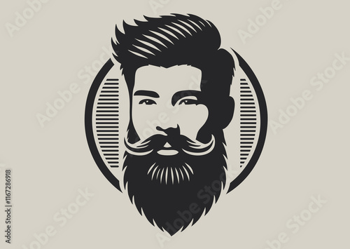 Portrait of bearded hipster vector illustration