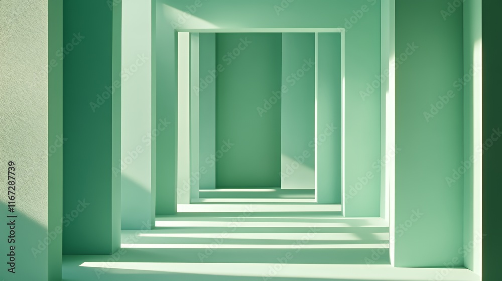 Abstract Green Architectural Corridor Interior Design Abstract Green Architectural Corridor Interior Design