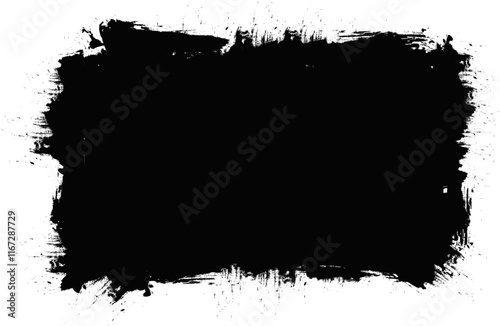 black ink brushed painting banner label grunge graphic element abstract background