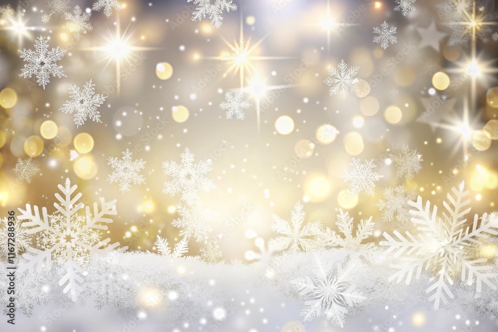 Naklejka premium Winter Wonderland Background with Snowflakes and Stars