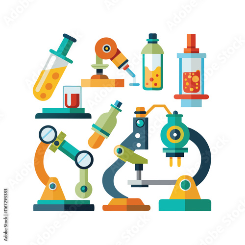 Collection of Microbiology's flat design