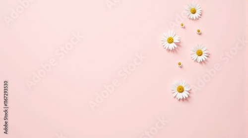 Daisies On Pink Background