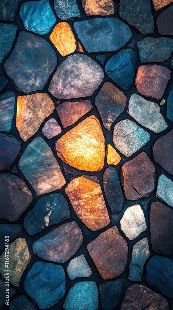 Colorful Mosaic of Textured Natural Stones and Rocks Abstract Background with Earthy Rustic and Vintage Vibes Graphical Design Element Colorful Mosaic of Textured Natural Stones and Rocks Abstract Background with Earthy Rustic and Vintage Vibes Graphical Design Element