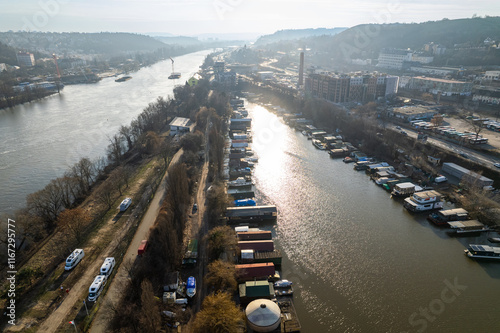 Aerial view of island Cisarska louka in Prague, February 2024 photo