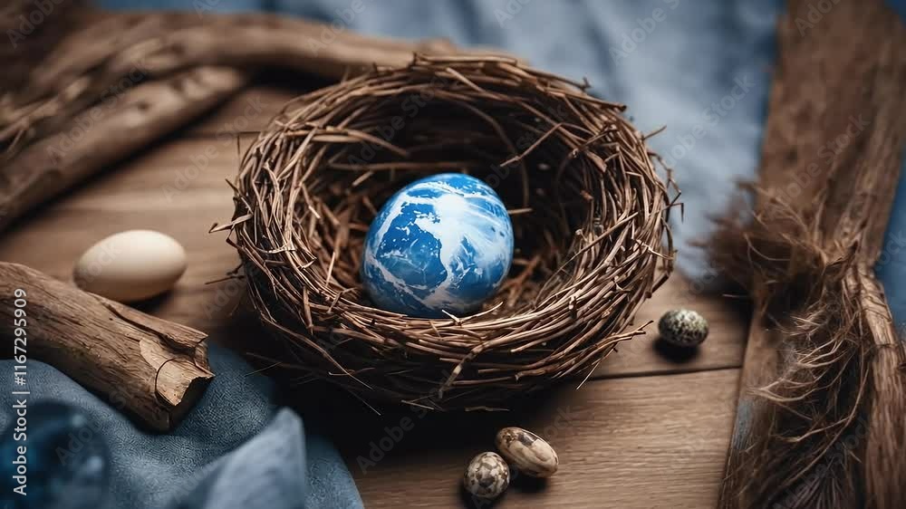 Discover Beauty Blue Marble Easter Eggs Nested Festive Arrangement Perfect Holiday Decorations Creative Crafts