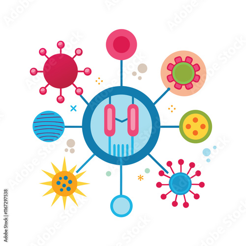 Collection of Microbiology's flat design