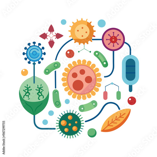 Collection of Microbiology's flat design