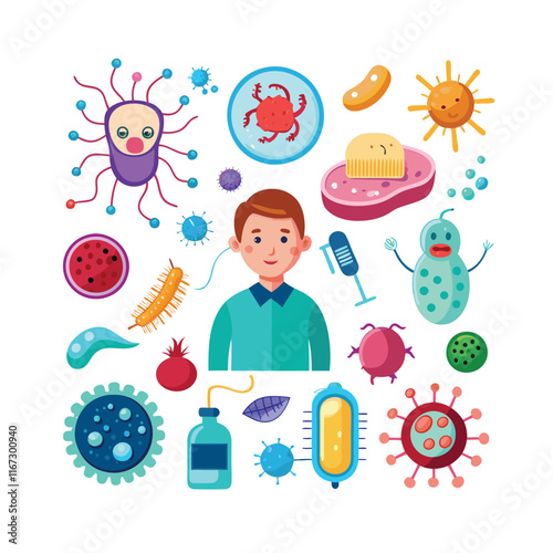 Collection of Microbiology's flat design