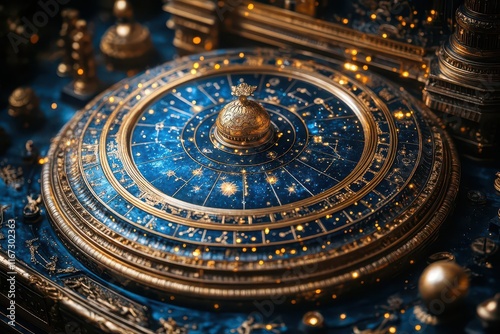 Wallpaper Mural elegant golden astrological symbols floating against a deep midnight blue background with intricate designs highlighting each zodiac sign evoking a mystical and celestial atmosphere Torontodigital.ca