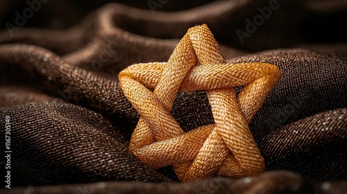 Woven Star of David on Brown Cloth.