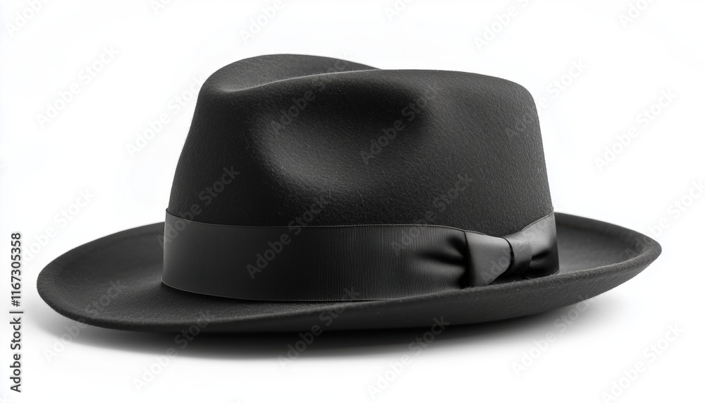 Stylish Black Fedora Hat On White Background: Timeless And Sophisticated Headwear For A Classic And Elegant Look. Perfect For Any Occasion. Stylish Black Fedora Hat On White Background: Timeless And Sophisticated Headwear For A Classic And Elegant Look. Perfect For Any Occasion.