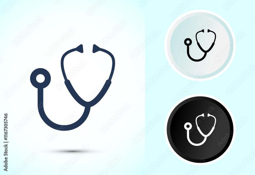 Stethoscope icon design illustration. Doctor stethoscope medical device icon Stethoscope icon design illustration. Doctor stethoscope medical device icon