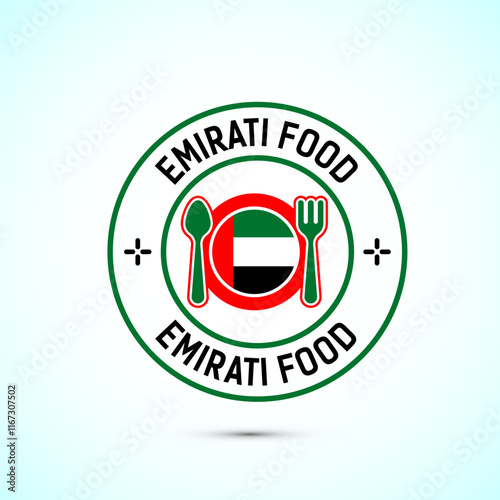 Emirati food icon badge with flag, suitable for restaurant business