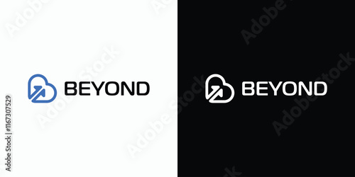 Vector logo design of initial letter B in heart and arrow shape with modern, simple, clean and abstract style. Icon for business, technology, finance and personal branding.