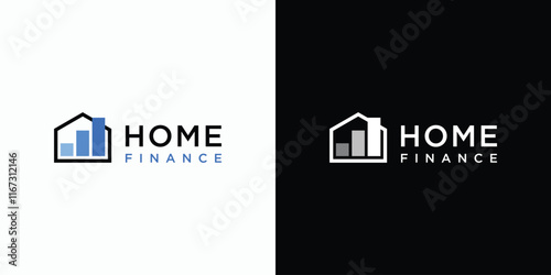 Vector logo design of house shape and growth chart with modern, simple, clean and abstract style. Icon for business, marketing and personal branding.