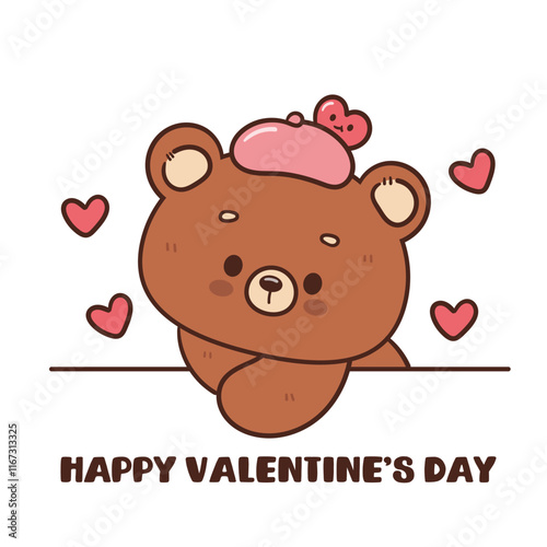 teddy bear with heart happy anniversary kawaii animal valentines card