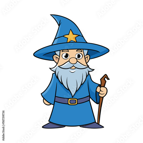 Wizard Cartoon Character Design Mascot Vector Illustration