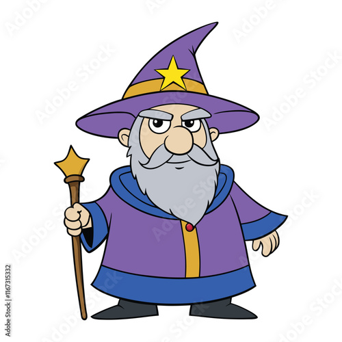 Wizard Cartoon Character Design Mascot Vector Illustration