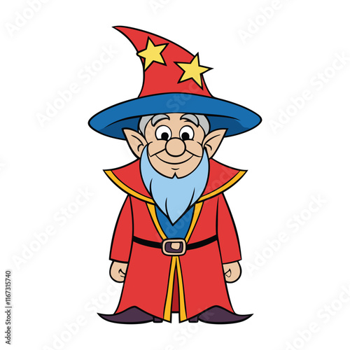 Wizard Cartoon Character Design Mascot Vector Illustration