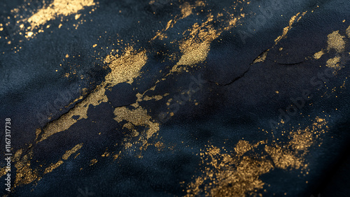 ブラック×ゴールド壁紙｜ A high-quality, realistic design featuring a dark-colored background adorned with finely scattered gold accents. Generative AI