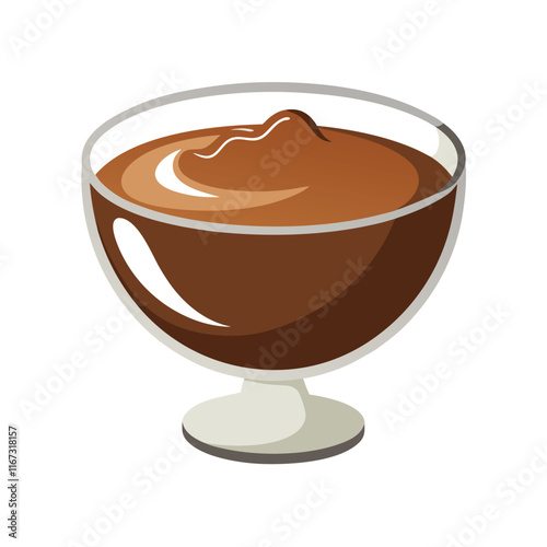 Glass Bowl of Sweet Chocolate Paste or Sauce Vector Illustration ? Cartoon, Clipart and Line Art Design.eps