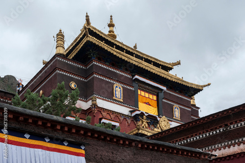 The Tashilhunpo Monastery and its golden roof in Shigatse Tibet China photo