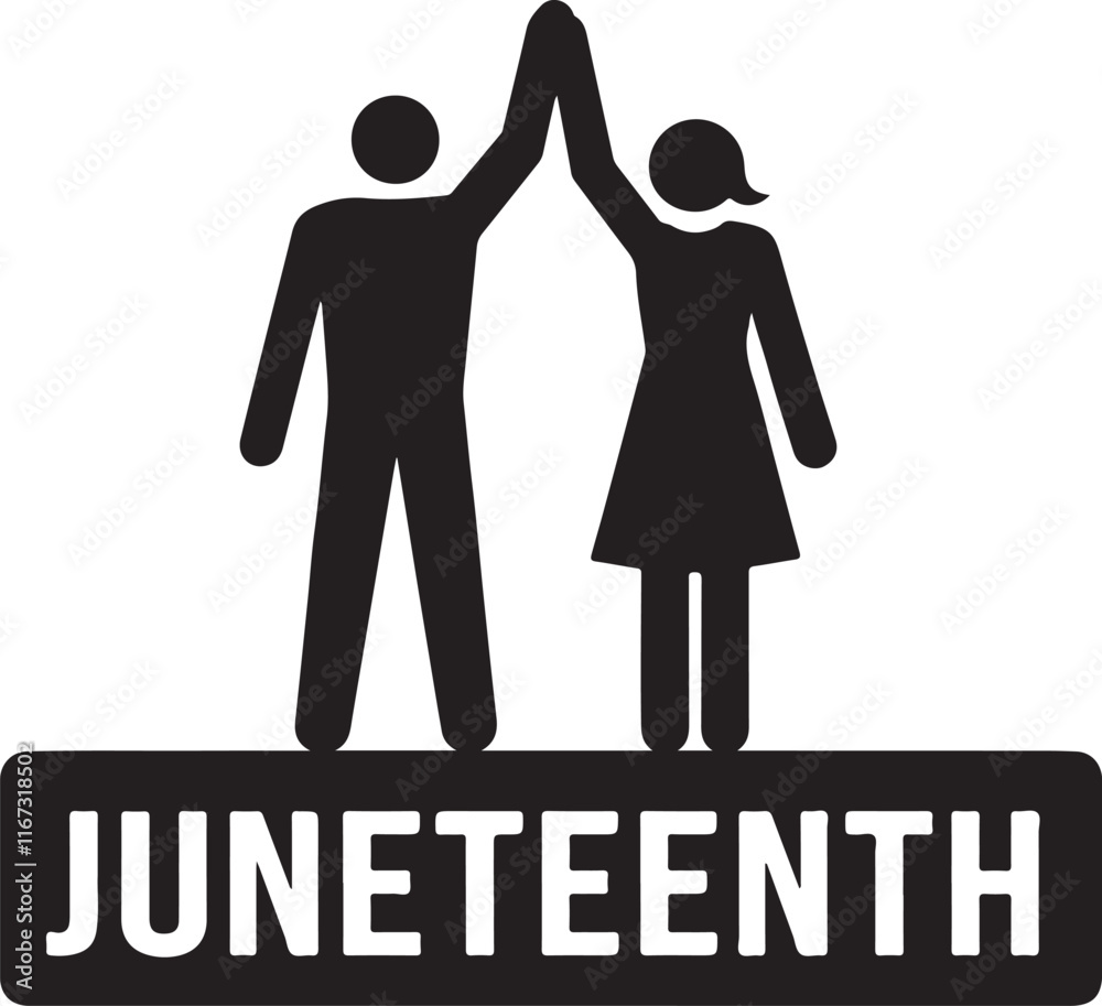 Juneteenth icon silhouette vector with white background Juneteenth icon silhouette vector with white background