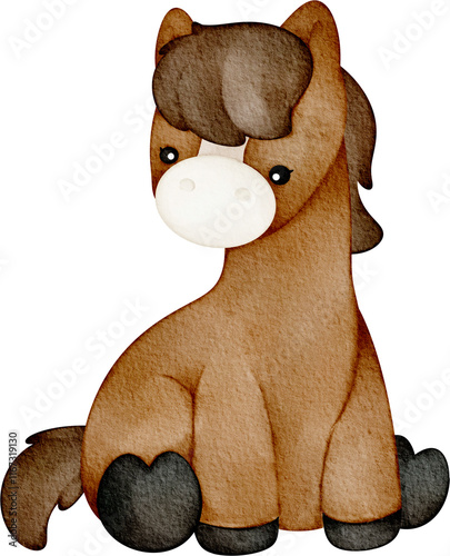 watercolor cute horse photo