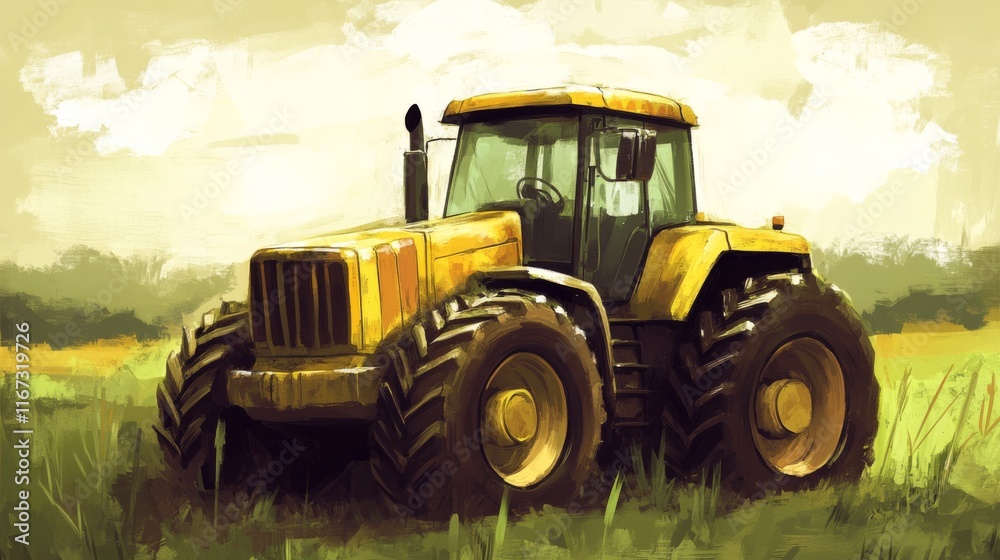 Soft Pastel Machinery in Natural Landscape Scene Soft Pastel Machinery in Natural Landscape Scene